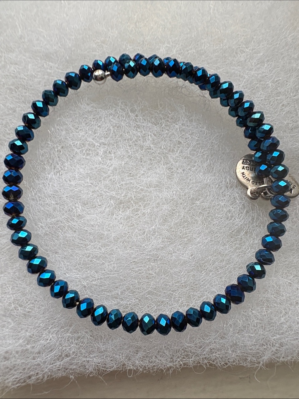 Alex and Ani Stackable Blue Crystal Bead Stretch Bracelet